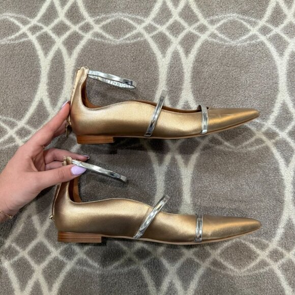 Malone Souliers Robyn Flats Metallic Gold and Silver Size 41 EU - Picture 3 of 8